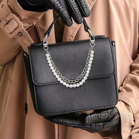 SmallCat Pearl Purse Chain for Women, Stainless Steel Double Handbag Straps Bag Charm, Short Handle Replacement Accessories for Handbag Messenger Bags Wallets- Gold in Saudi Arabia