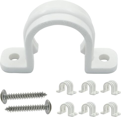 12 Set PVC Pipe Clamps - 5/8" Plastic Pipe Straps with Screws - Two Hole Plastic Pipe Clamps Clips - PVC Conduit Clips for Conduit Cables Hose in Saudi Arabia