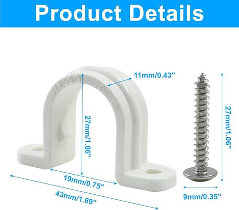 12 Set PVC Pipe Clamps - 5/8" Plastic Pipe Straps with Screws - Two Hole Plastic Pipe Clamps Clips - PVC Conduit Clips for Conduit Cables Hose in Saudi Arabia