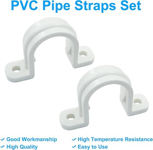 12 Set PVC Pipe Clamps - 5/8" Plastic Pipe Straps with Screws - Two Hole Plastic Pipe Clamps Clips - PVC Conduit Clips for Conduit Cables Hose in Saudi Arabia
