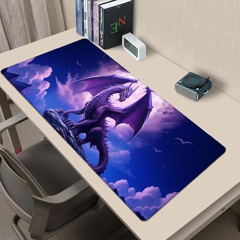 Fantasy Purple Dragon Gaming Mouse Pad 31.5x11.8in,Moon Cliff Large Extended Desk Mat with Non-Slip Rubber Base,Cool Big Mousepad for Laptop Computer PC,for Office Home Decor,Deskmat Gifts in Saudi Arabia