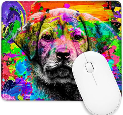 Colorful Dog Mouse Pad,Square Waterproof and Non-Slip Rubber Base Mousepad,Suitable for Computer Desk Wireless Mouse 9.5 x 7.9 Inches in Saudi Arabia