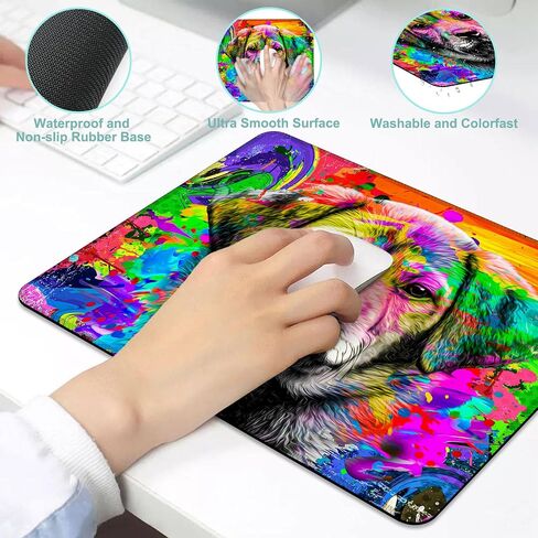 Colorful Dog Mouse Pad,Square Waterproof and Non-Slip Rubber Base Mousepad,Suitable for Computer Desk Wireless Mouse 9.5 x 7.9 Inches in Saudi Arabia