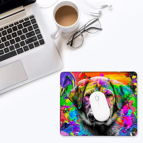 Colorful Dog Mouse Pad,Square Waterproof and Non-Slip Rubber Base Mousepad,Suitable for Computer Desk Wireless Mouse 9.5 x 7.9 Inches in Saudi Arabia