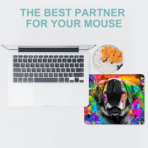 Colorful Dog Mouse Pad,Square Waterproof and Non-Slip Rubber Base Mousepad,Suitable for Computer Desk Wireless Mouse 9.5 x 7.9 Inches in Saudi Arabia