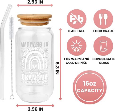 Gifts for Mom from Daughter Son - Mom Gifts for Christmas, Mom Christmas Gifts, Christmas Gifts for Mom Wife - Mom Birthday Gifts, Birthday Gifts for Mom - New Mom Gifts for Women - 16 Oz Can Glass in Saudi Arabia