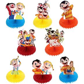 Beto y bey party decorations honeycomb centrepiece ، 8 قطع موسيقى beto y bely 3d double side cake toppers centerces ، music beto y photo photo backdrop for birth