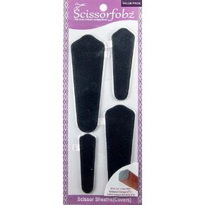 غلاف المقص بواسطة Scissorfobz مع مقصات المقص - الحزمة -4 أحجام - يغطي مقص المصمم حاملي خياطة خياطة التطريز - هدية المجاري المرشحات - تصميم النمط الأسود اللامع. S-35