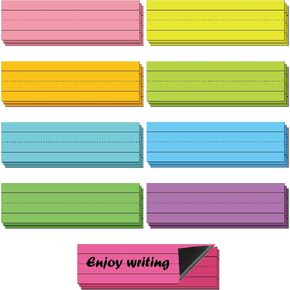 SATINIOR 27 Pcs Magnetic Sentence Strips Colors Magnetic Dry Erase Sentence Strips 12 x 3 Ruled Rainbow Writing Learning Strip for Classroom School