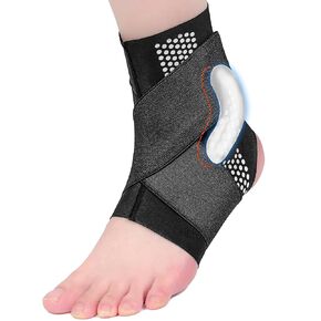 Adjustable Ankle Brace with Compression Straps, Non-Slip Silicone, Gel Pads – Breathable Ankle Sleeve for Sports and Injury Recovery