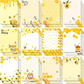 24 Pack Bee Sticky Notes 3x4 Inch Cute Bee Notepads Adhesive Bee Memo Notes Self Stick Note Pads Funny Bee Theme Memo Pads Bee to Do List Sticky Notes for Women Gift Office Home Supplies