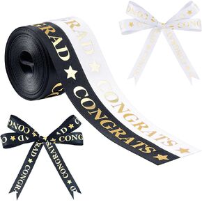 Jiebor Graduation Ribbon Class of 2025 Ribbon for Turvuation Hight Wrapp Decoration Decoration Haw Making Craft Sewing 10 Yards 2 Cm (White ، Black)