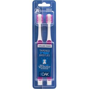 Ooak Toothbrush, Tapered V++Max Medium Bristles, 2 Pack Yellow in Saudi Arabia