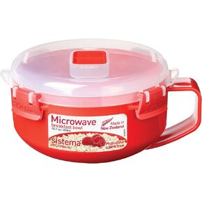 Sistema Microwave Containers | Microwave Soup Mug, Porridge Bowl & Noodle Bowl | Microwave Food Containers with Steam Release Vents | BPA-Free | Red | 3 Count