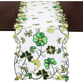 Grelucgo Embroidere Mantel Top Scarf Runner for St. Patrick's Day (Mantel Scarf 70x17 Inches)