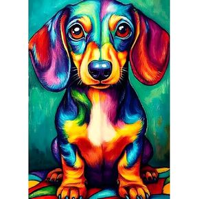 mxjsua dachshund dog diy diamond painting by number kits للبالغين ، الكلب السجق 5D الحفر الماسي الجوهري للفن