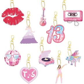 incok Diamond Art Paintingskains - 10 PCS Pop Star Art Art Art Hanging rolements kits piano guitar Record Tape Diy Gem Key Rings مجموعة هدية عيد ميلاد للمبتدئين للمبتدئين الغناء