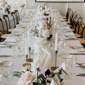 5 Packs Cheesecloth Table Runner, Rouhuhura 13Ft Boho Gauze Sage Green Table Runner 35" x157"Cheese Cloth Table Runner Bulk for Wedding Engaged Baby Shower Birthday Party Decoration