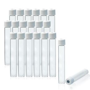 ALWSCI 12ml Exetainer Vials, Glass Breathing Test Vials Flat Bottom Silicone Coated for 13C Helicobacter Pylori Breath Testing 15.5 * 101mm Non-Evacuated Unlabelled with White Cap, 100PCS