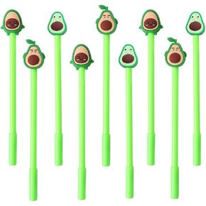 JKJF 9 PCS Avocado Gel Ink Pen Pen Fruits على شكل قلم كرة قدم لطيف Cartoon Pint Pen