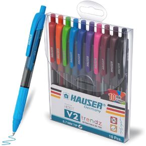 V2 0.7 mm 10 Pc Assorted Colored Gel Pens - Fine Point Smooth Writing Pens for School, Note Taking and Teachers