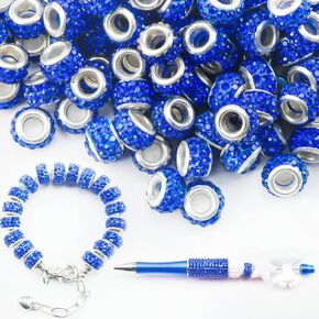 100pcs 11 مم حفرة كبيرة الحجر الراين الفاصل من أجل صنع المجوهرات ، الحرف اليدوية DIY ، أقلام قابلة للخرز - حبات كبيرة من البلورات الأوروبية مع حالة تخزين (أبيض)