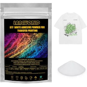 LANDWORLD DTF Powder White 35.2 oz/2.2 lbs, for All DTF Transfer Printers,Ideal for Transfer Printing on Elastic Fabrics, T-Shirts, Denim Fabrics.