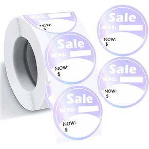 500Pcs Sale Price Labels Reduced was Now Stickers 2 Inch Sale Discount Dollar Pricing Labels for Retail Store Garage Sale Yard, Clear