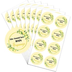 2 Inch She Found Her Main Squeeze Lemon Labels Made Just for You Lemon Stickers - Lemon Wedding Thank You Stickers Lemon Stickers for Bridal Shower Party Favors 120 Pcs (120)