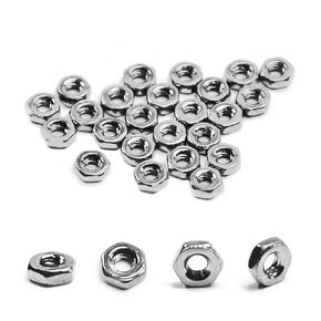 MroMax 100Pcs M2.0-0.4mm Hex Nuts, 304 Stainless Steel Metric Coarse Thread Mini Hexagon Nut Fasteners for Mechanical Equipment,Construction Repair Silver