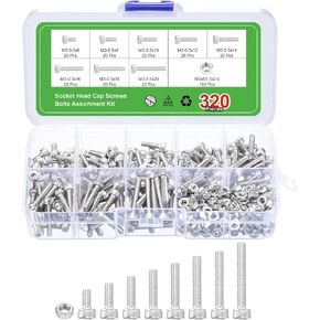 uxcell Hex Socket Bolts Kits (M2.5), 304 Stainless Steel Hex Socket Drive Screw, Silver Tone in Kuwait