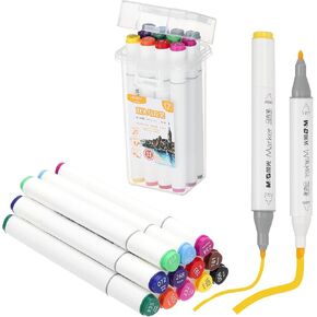 PATIKIL M&G 12 Colors Alcohol Double-Ended Markers, 12 Pcs Large Capacity Paint Pens Easy Coloring Paint Pen Set for Painting Beginners DIY Craft Art Drawing Canvas