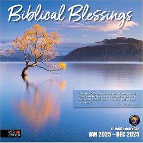 RED EMBER Biblical Blessings 2025 Wall Calendar 12 Month | 12" x 24" Open | Thick & Sturdy Paper | Giftable | Religious Bible Verse Christian Calendar 2025