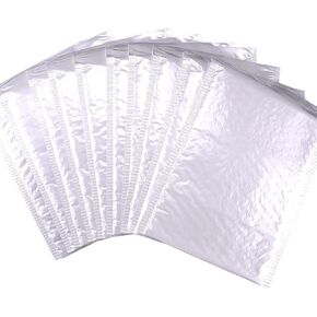 10pcs مراسلي البريد الفقاعي الأبيض ، مظاريف مبطنة للبلاغ ، أظنفة مراسلة مقاومة للماء ، حقائب شحن مبطنة للبريد للبريد ، والتغليف ، والأعمال التجارية الصغيرة ، والبوتيك (4.33 × 4.33 بوصة)