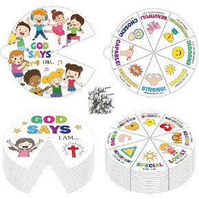 Cocnny Dender Colling Wheel Craft - 24 مجموعة تلوين بطاقات تنشيط الفن المسيحي الخاصة بك للأطفال ، يقول إلهي للكتاب المقدس DIY.