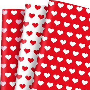 JarThenaAMCS 9 Sheet Valentine's Day Wrapping Paper -Not Roll- Red Pink White Heart Gift Wrap Paper Folded Flat Craft Paper for DIY Crafts Party Supplies, 19.7 x 27.6 Inch