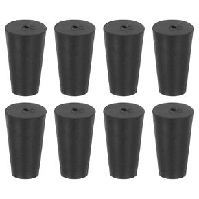 uxcell 8 Pcs 1-Hole Rubber Stopper, Tapered Lab Seal Tube Stopper Plug for Test Tube Flasks Glass Containers Industry and Laboratories, 17x13x25mm Black