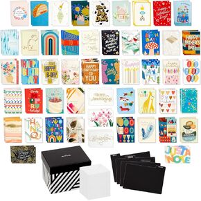 Hallmark Bulk Geting Card Card Shortment with Organizer (100 بطاقة مع مظاريف) بطاقات عيد ميلاد ، شكرًا لك بطاقات الزفاف ، بطاقات التعاطف ، بطاقات العطلات ، بطاقات مبروك