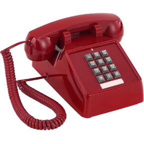هاتف خط أرضي RED RED RETRO ، الهاتف القديم للهاتف الأرضي ، هاتف المنزل القديم ، الهاتف الكلاسيكي التقليدي مع الهاتف القابل للتعديل وحجم رينجر للمنزل ، والمدرسة ، والمكتب ، والفندق ، والصالون