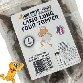 Dog Chits Lamb Lung Food Topper for Dogs and Puppies | Pure Lamb Lung | No Preservatives | Made in USA | All-Natural | Sprinkle on Food | Perfect for Dogs Easy on Digestion | 7 oz.