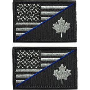 2 Packs USA American/Canada Maple Flag Patch, US- Canada Friendship Flag Embroidered Military Patches with Hook and Loop Fastener Backing for Hats Clothes Backpack