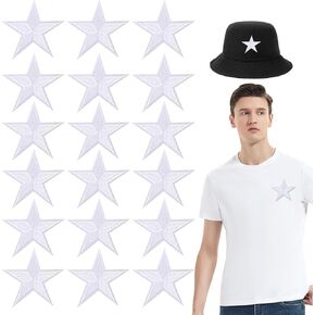 18 PCS Iron on Star Patches, White Star Decoration Stars Embroidered Patch for Clothes, Sew on Stars Patches for DIY Crafts Backpacks Bags Hats Coats Clothes Decoration