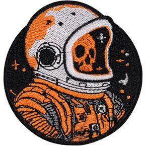 Cosmic Skull Astronaut Patch – 3 inches, Colorful Cool Space Iron On Patches for Men – Embroidered Iron On/Sew On Patches