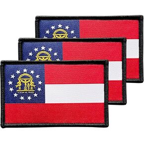 3pcs Georgia Flag Patch 2x3 inch ، حلقة الخطاف التكتيكية مطرزة بتصحيحات العلم لحالة الظهر على الظهر سترة الظهر.