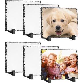 PATIKIL SUBLIMATION SLATE SLATE SLANKS ، 6 pcs strengular stone sublimation photo photo photo frame press press plaquation plaque for memorial for a friend ، dog ، home figured ، white ، 7.9 × 6