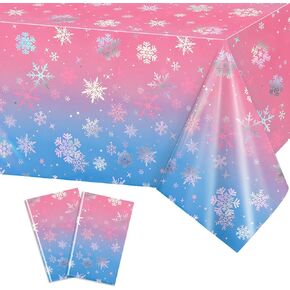 Poogary 2 PCS Tablecloth tablecloth عيد الميلاد ثلج Snowfercloth مملوكة تجميد من زخارف الحفلات المائدة ثلاثية الأبعاد زخارف الحفلات القزحية