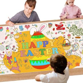 Easter Coloring Posters for Kids-30 X 72 Inch Easter Giant Coloring Tablecloth, Large Kids Coloring Sheets Easter Decorations, Jumbo Coloring Poster for School, Party Supplies