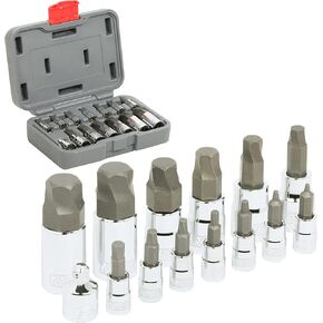 ARES 29023 – 15-Piece Damaged Bolt Extractor Socket Set – 1/4-Inch Drive and 3/8-Inch Drive Sockets - SAE and Metric – Includes 12 Impact Grade Sockets – Turbo Socket – Made in USA