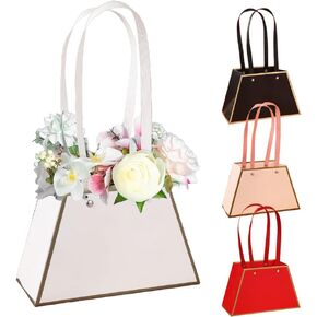 Colodeol 4 PCS Flower Gift Falcs propeets Portable Flower Translement Boxs with Handled Paper Paper Bags Flags Flats for Treguation Mother's Wedding