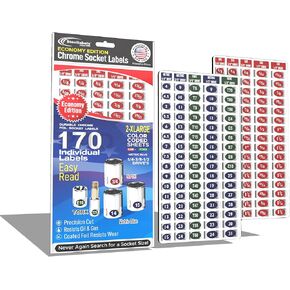 Mechanics Master Set “Economy Edition" (Blue) 180 Piece Chrome foil Labeling Set for Socket Sets 1/4", 3/8", 1/2" Drives, Torx, Jumbo's and Extra Sizes, tag 180 Sockets “Quick and Easy"…